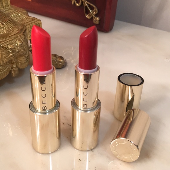 BECCA Ultimate Lipstick Love. Flame Warm Orange Red. Garnet Cool Reach Red. - Picture 3 of 8